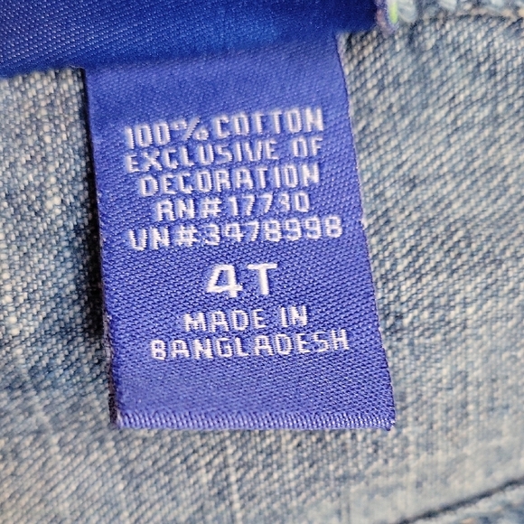 Oshkosh Kids Embroidered Floral Cotton Denim Overalls Size 4T - Picture 3 of 8